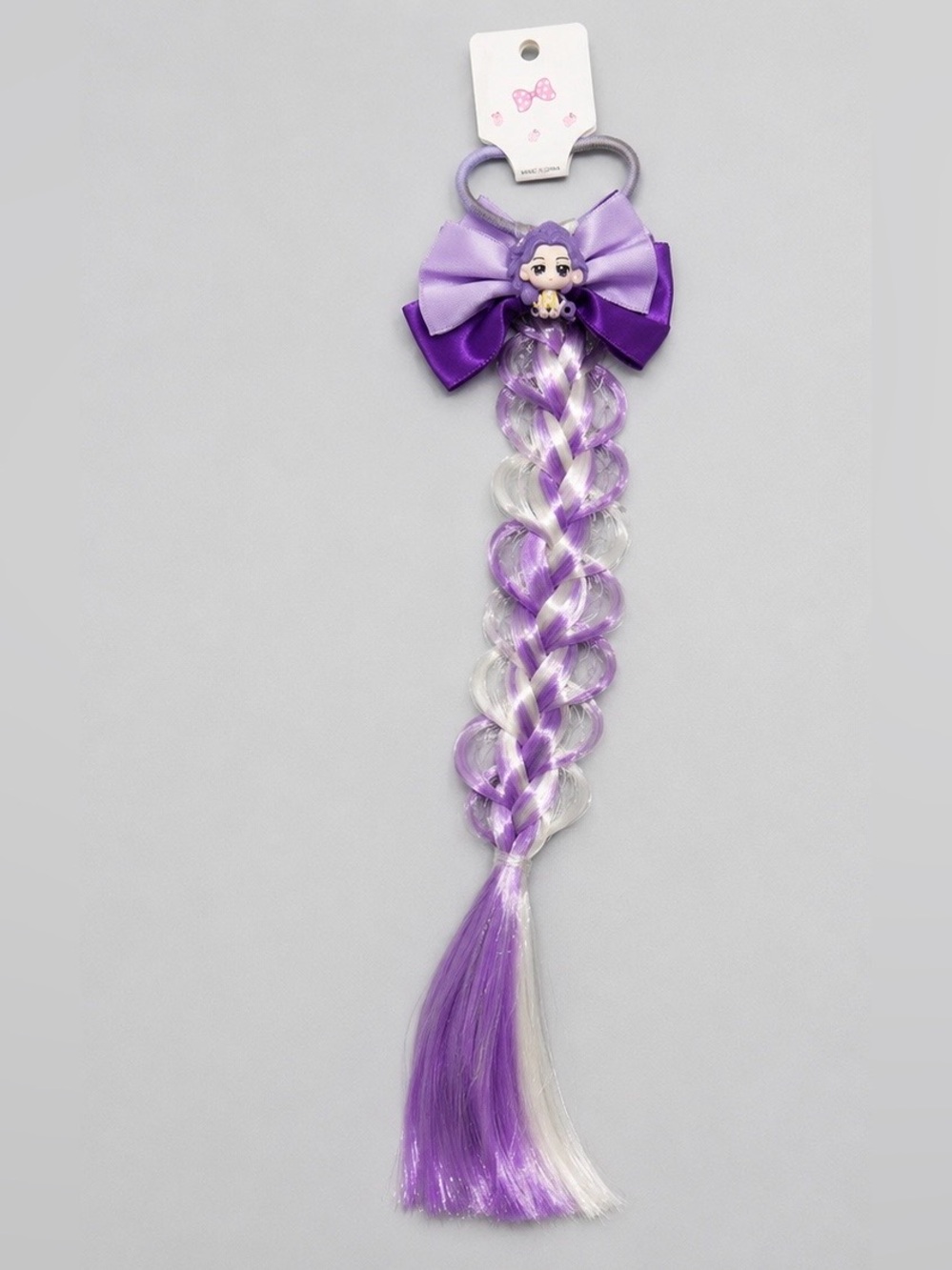 KPOP Rumi Braided Hair Tie Extension – Purple & White Cosplay Hair Accessory
